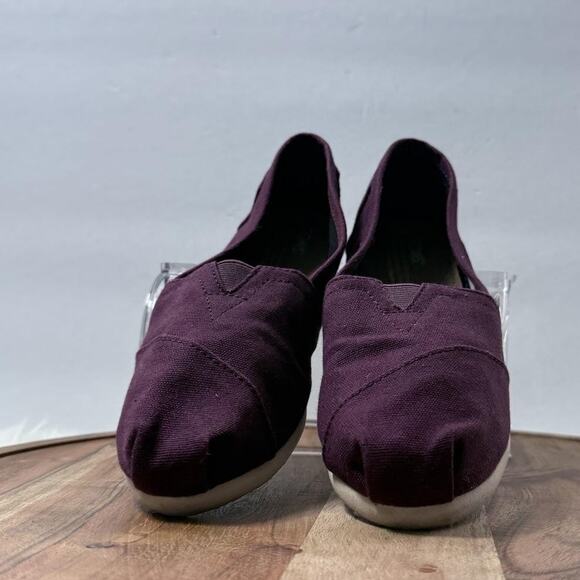 TOMS Shoes Womens Size 7 Burgundy Classic Alpargata Slip On Flats Canvas Comfort - Picture 5 of 14
